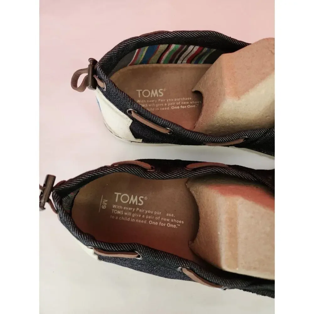 TOMS Men Denim Bimini Canvas Shoes, Size 9M, black Slip On